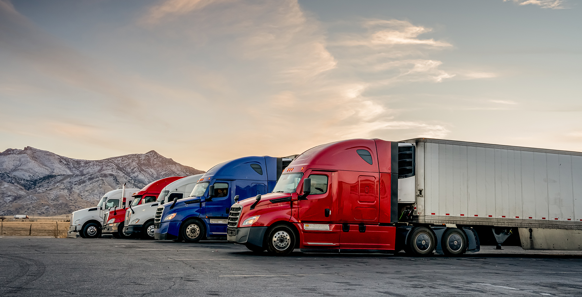 semis-at-truckstop road transportation